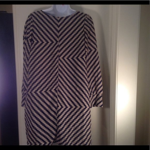 Reborn color block taupe navy pattern dress - Picture 7 of 7